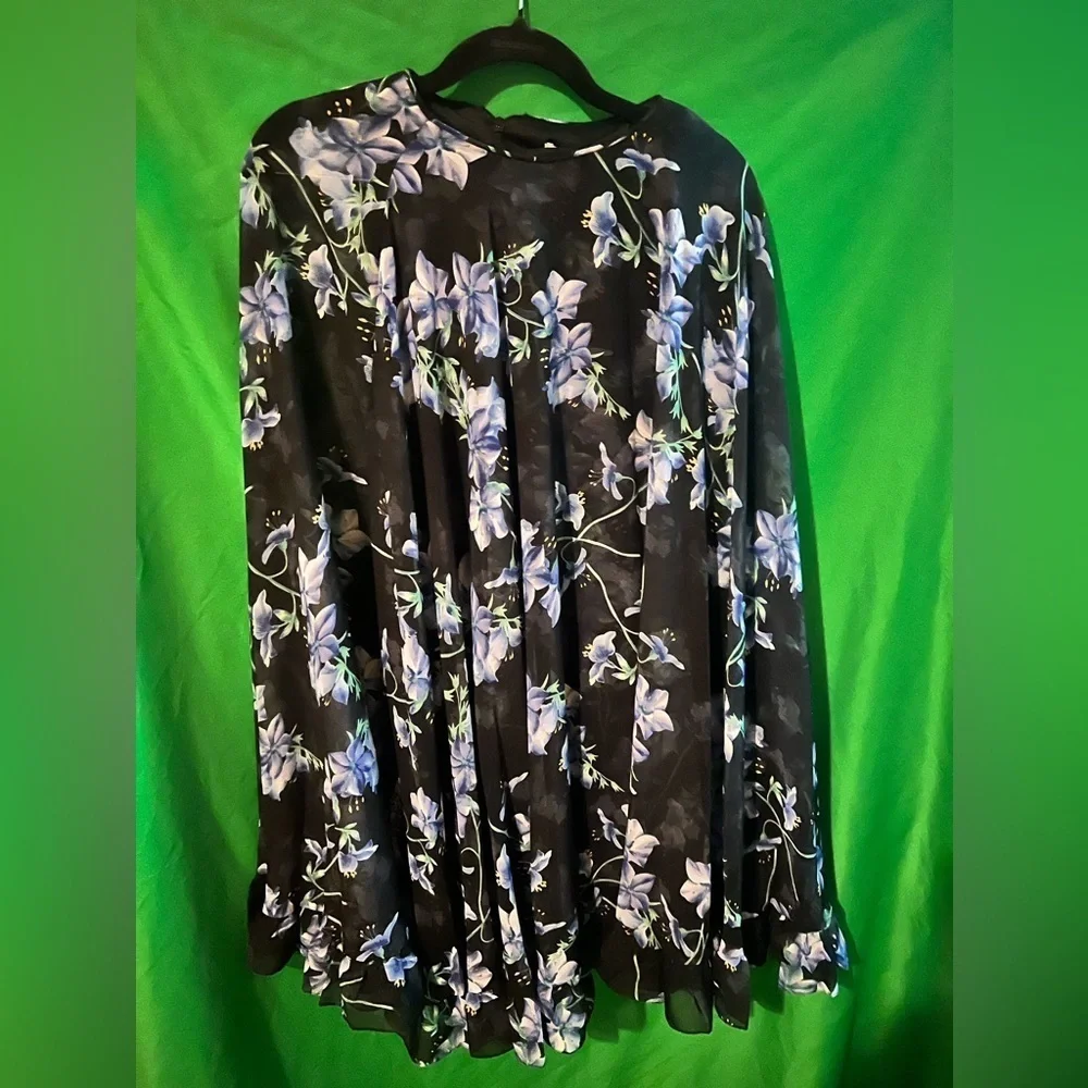 NWT Ieena for Mac Duggal Floral Cape Sleeve Chiffon Trapeze Dress size 6 - Picture 3 of 11